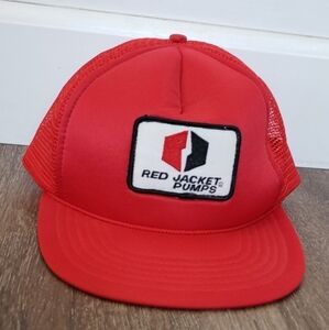 Vintage 80s 90s embroidered patch red trucker hat cap, OS adult adjustable